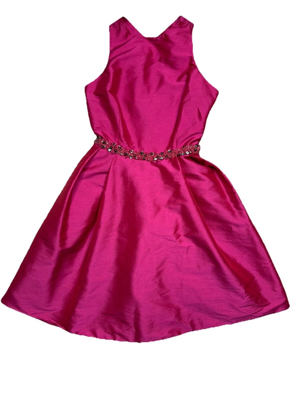 ML MONIQUE LHUILLIER EMBELLISHED CROSS BACK Cocktail Dress Sz 10 Formal Weddings